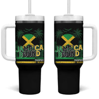 Jamaican Travel Tumbler With Handle Straight Trippin Jamaica Vacation Retro - Wonder Print Shop