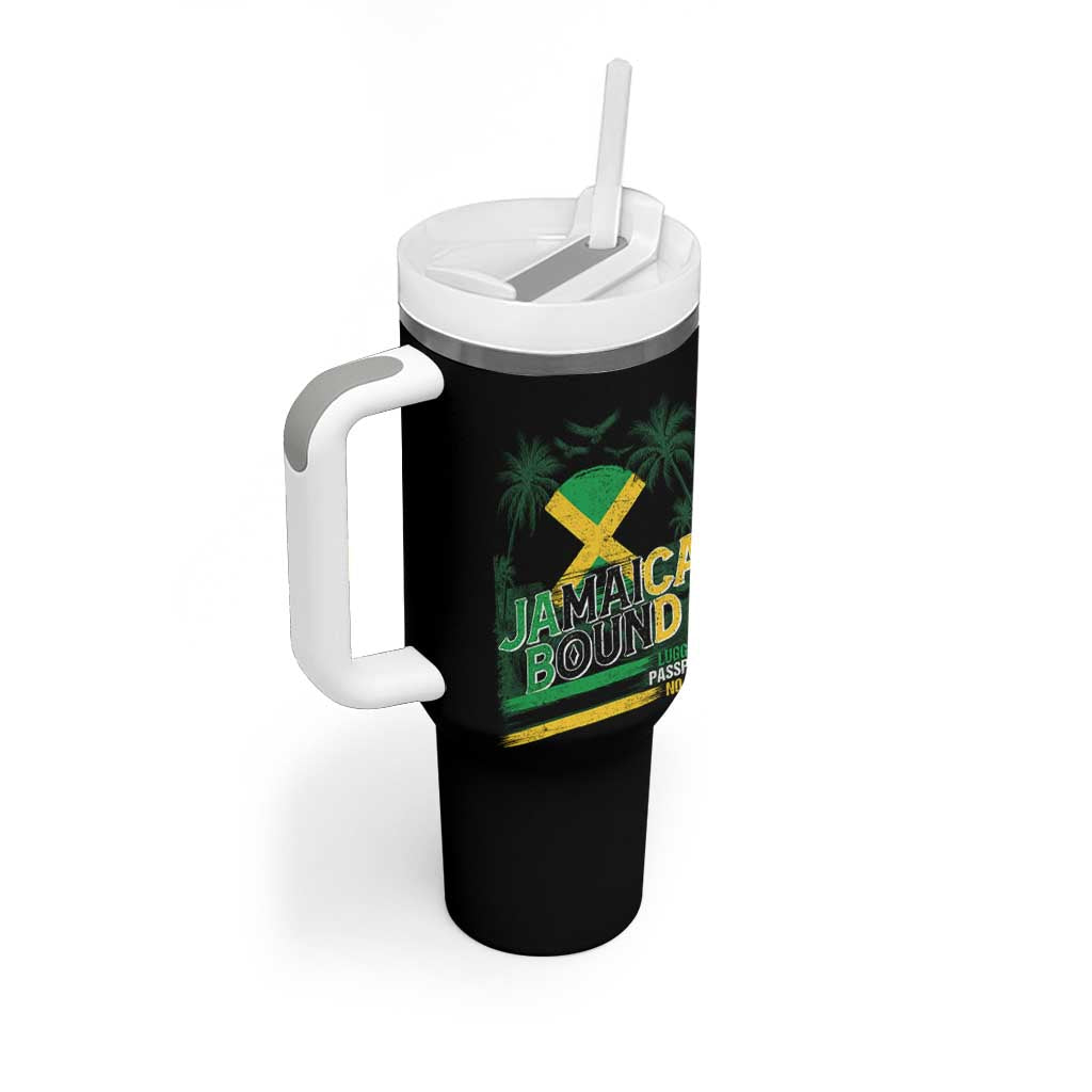 Jamaican Travel Tumbler With Handle Straight Trippin Jamaica Vacation Retro - Wonder Print Shop