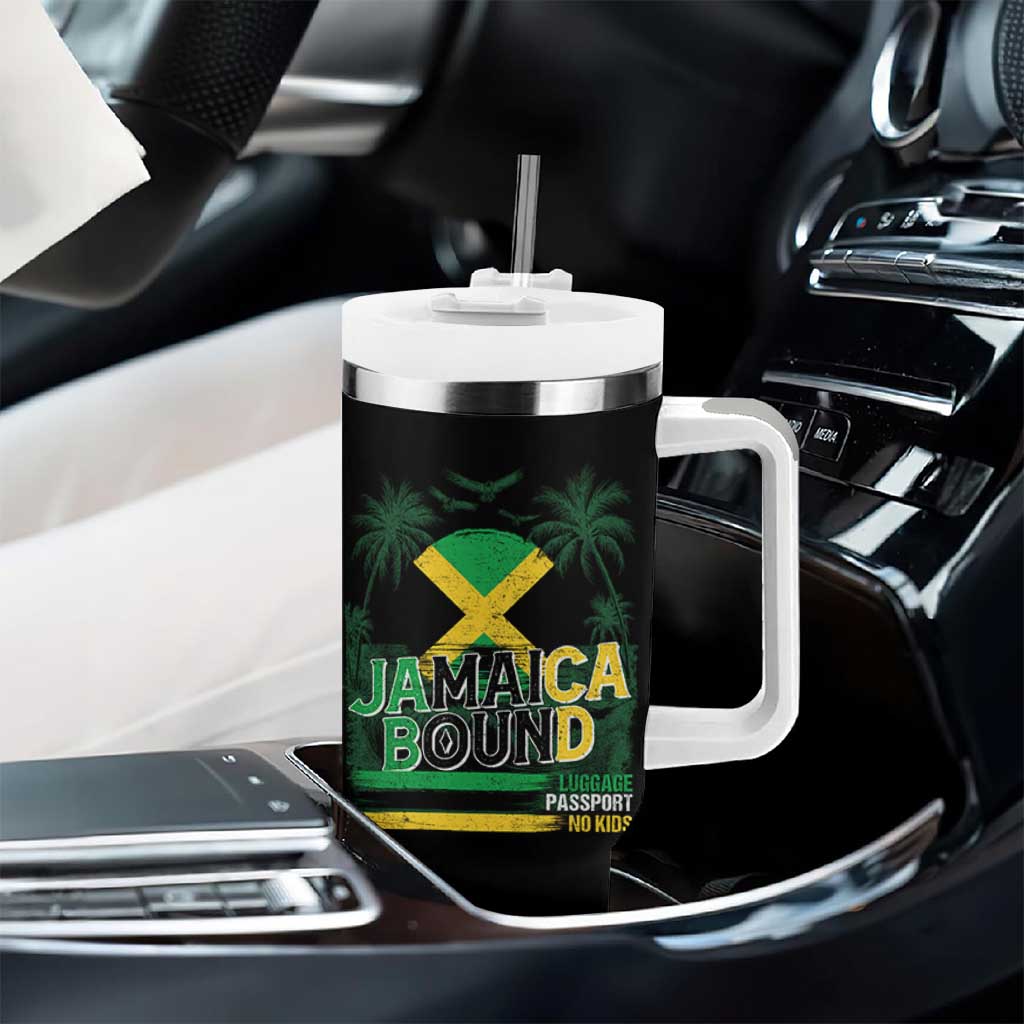 Jamaican Travel Tumbler With Handle Straight Trippin Jamaica Vacation Retro - Wonder Print Shop