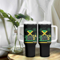 Jamaican Travel Tumbler With Handle Straight Trippin Jamaica Vacation Retro - Wonder Print Shop