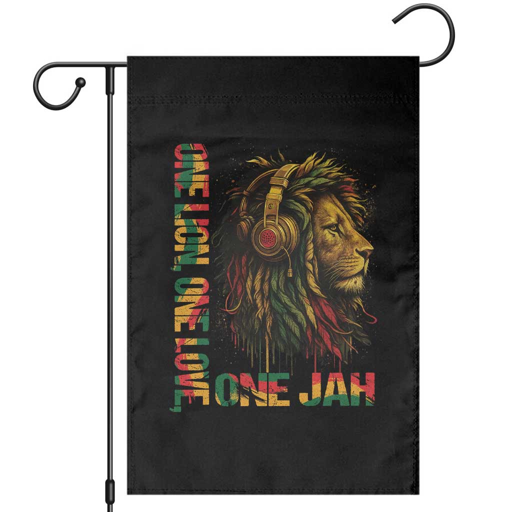 One Love Rasta Lion Garden Flag Rastafari Reggae Jamaica Roots Lion of Judah Dreadlocks - Wonder Print Shop