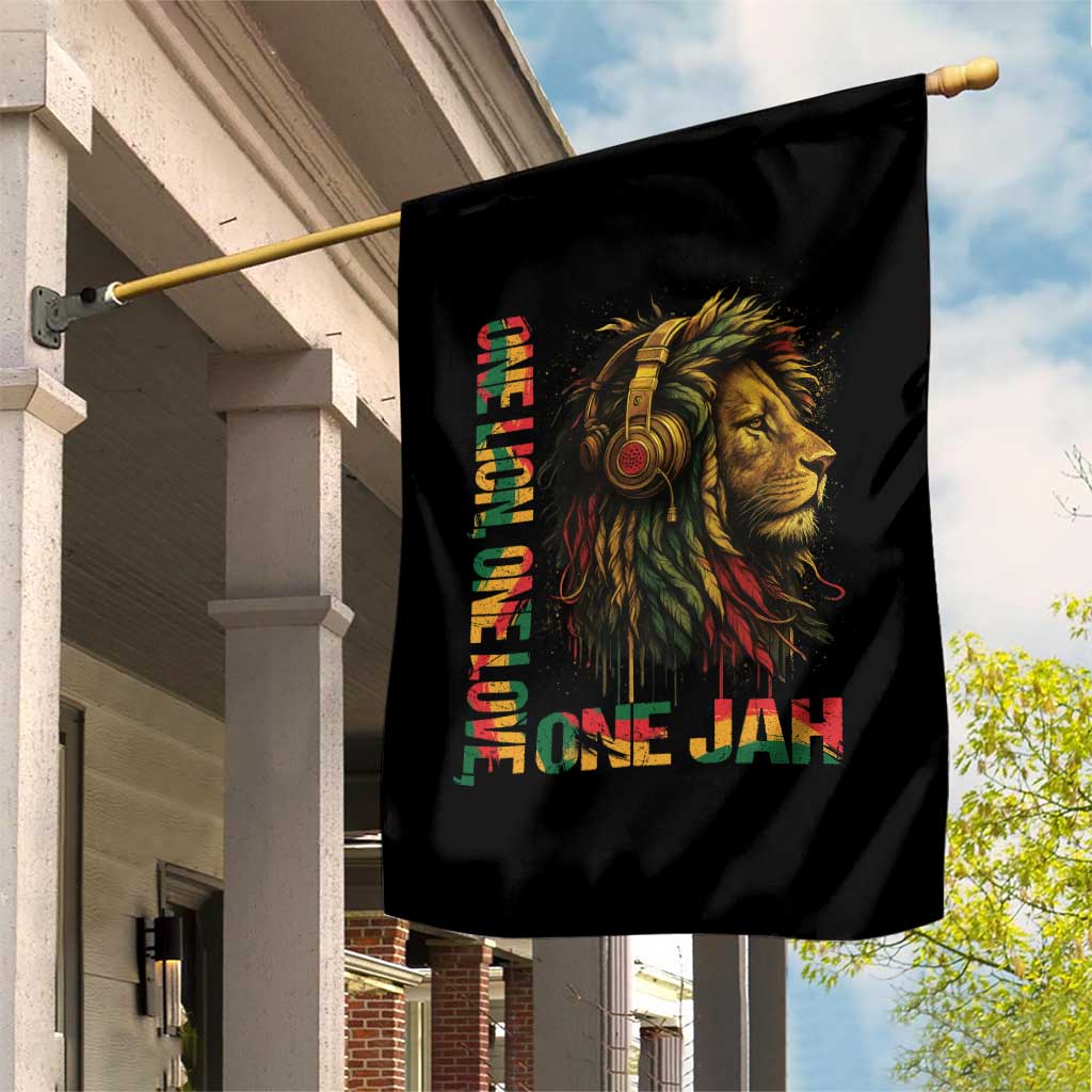 One Love Rasta Lion Garden Flag Rastafari Reggae Jamaica Roots Lion of Judah Dreadlocks - Wonder Print Shop