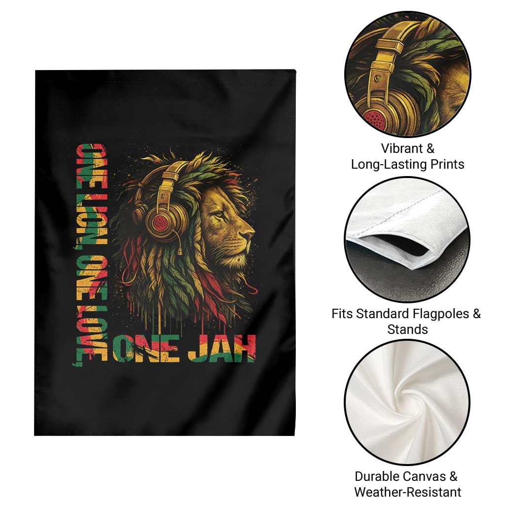 One Love Rasta Lion Garden Flag Rastafari Reggae Jamaica Roots Lion of Judah Dreadlocks - Wonder Print Shop