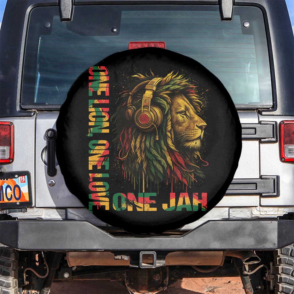 One Love Rasta Lion Spare Tire Cover Rastafari Reggae Jamaica Roots Lion of Judah Dreadlocks - Wonder Print Shop