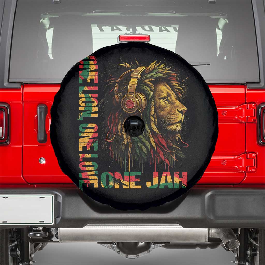One Love Rasta Lion Spare Tire Cover Rastafari Reggae Jamaica Roots Lion of Judah Dreadlocks - Wonder Print Shop