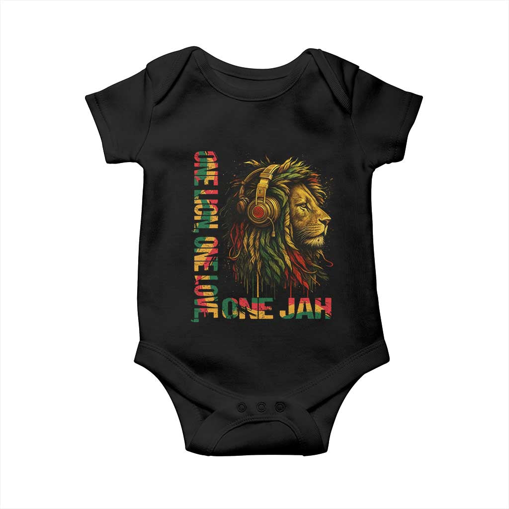 One Love Rasta Lion Baby Onesie Rastafari Reggae Jamaica Roots Lion of Judah Dreadlocks - Wonder Print Shop