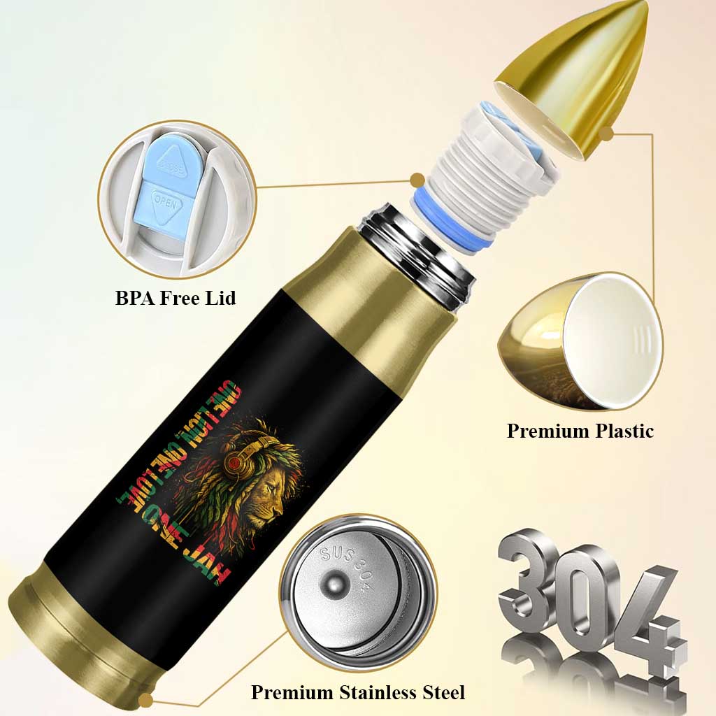 One Love Rasta Lion Bullet Tumbler Rastafari Reggae Jamaica Roots Lion of Judah Dreadlocks - Wonder Print Shop