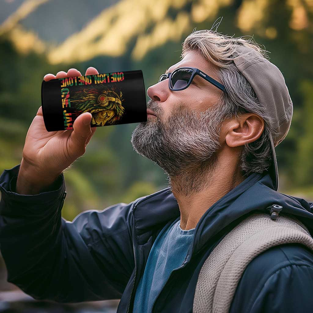 One Love Rasta Lion 4 in 1 Can Cooler Tumbler Rastafari Reggae Jamaica Roots Lion of Judah Dreadlocks - Wonder Print Shop