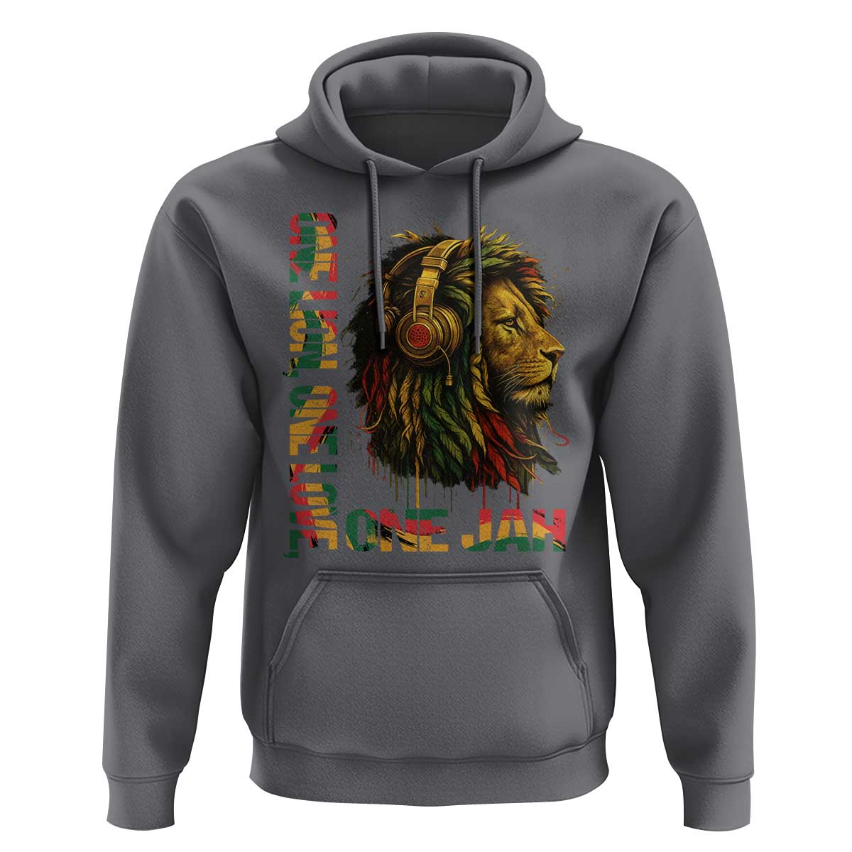 One Love Rasta Lion Hoodie Rastafari Reggae Jamaica Roots Lion of Judah Dreadlocks - Wonder Print Shop