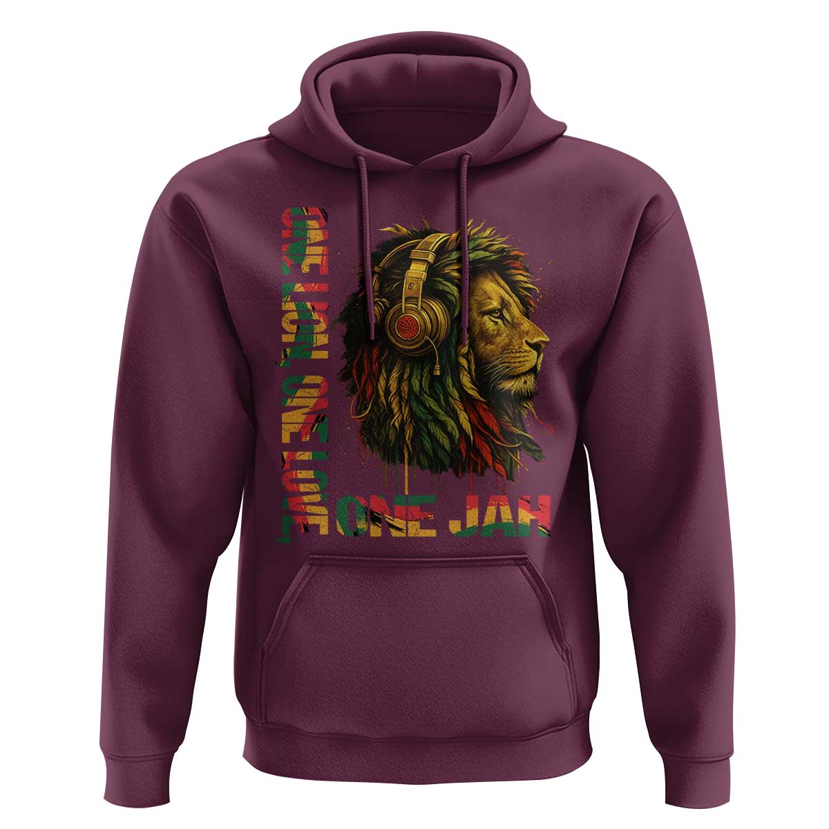 One Love Rasta Lion Hoodie Rastafari Reggae Jamaica Roots Lion of Judah Dreadlocks - Wonder Print Shop