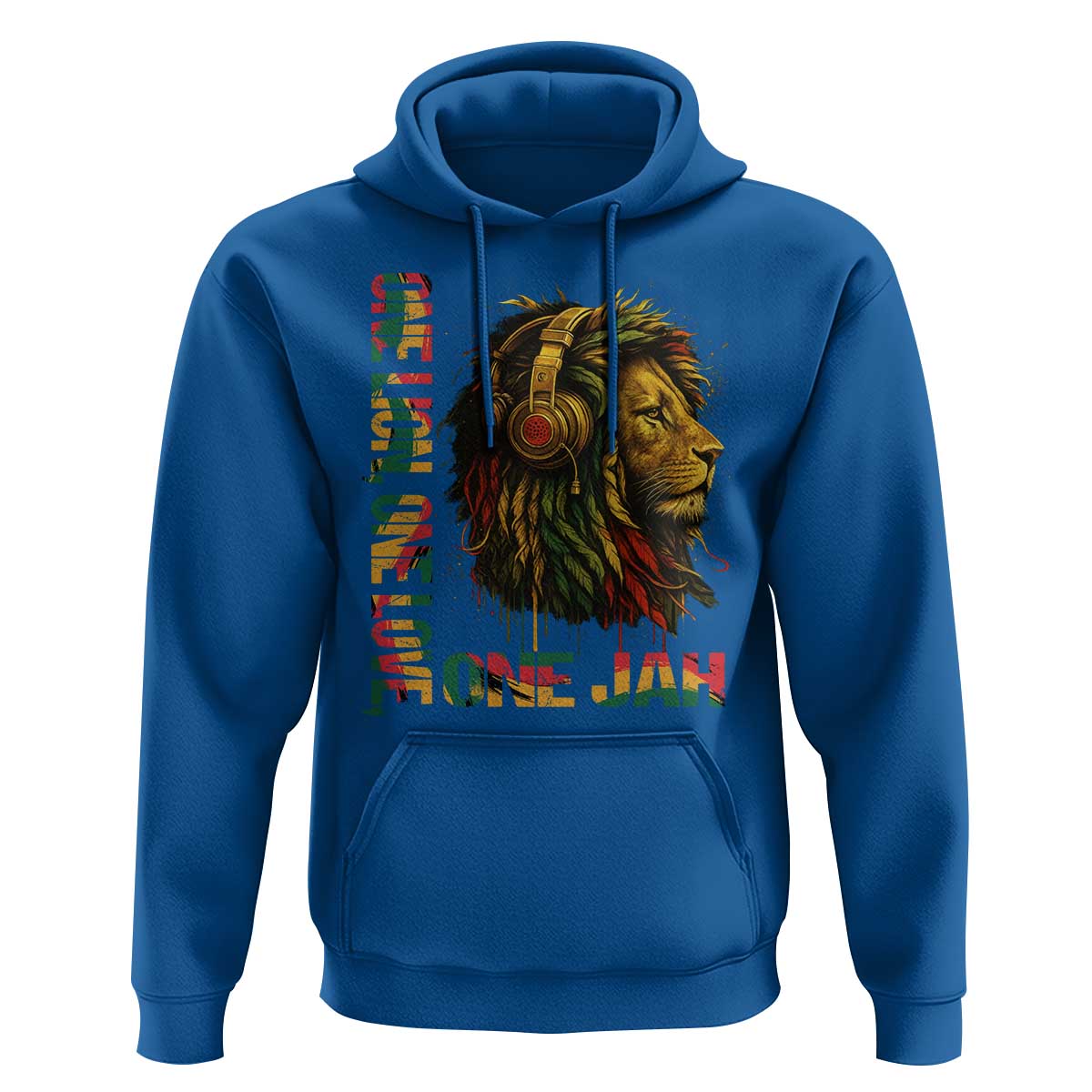 One Love Rasta Lion Hoodie Rastafari Reggae Jamaica Roots Lion of Judah Dreadlocks - Wonder Print Shop