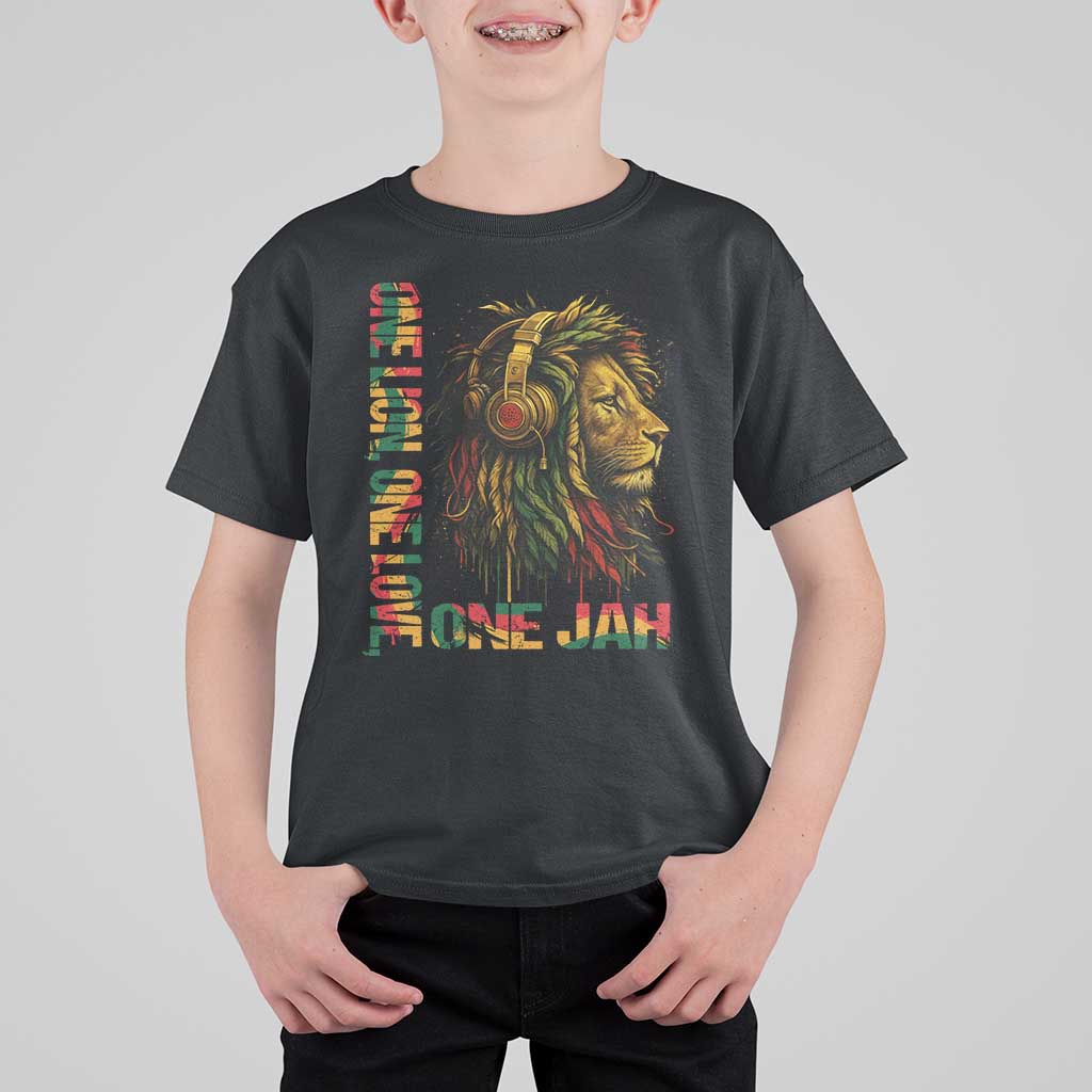 One Love Rasta Lion T Shirt For Kid Rastafari Reggae Jamaica Roots Lion of Judah Dreadlocks - Wonder Print Shop