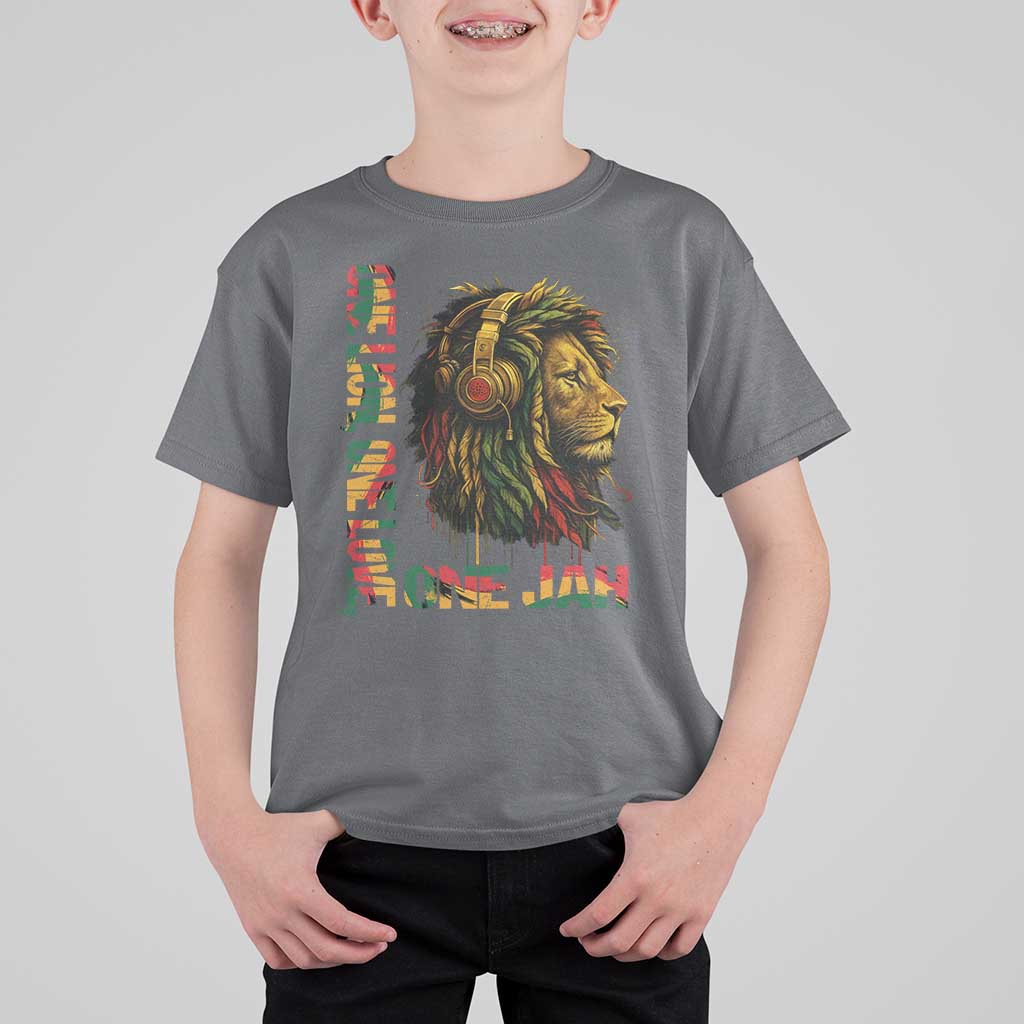 One Love Rasta Lion T Shirt For Kid Rastafari Reggae Jamaica Roots Lion of Judah Dreadlocks - Wonder Print Shop