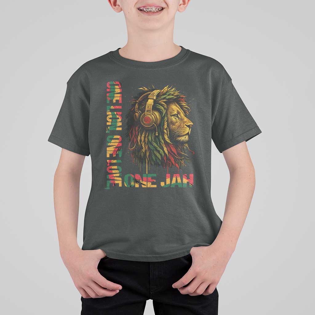 One Love Rasta Lion T Shirt For Kid Rastafari Reggae Jamaica Roots Lion of Judah Dreadlocks - Wonder Print Shop