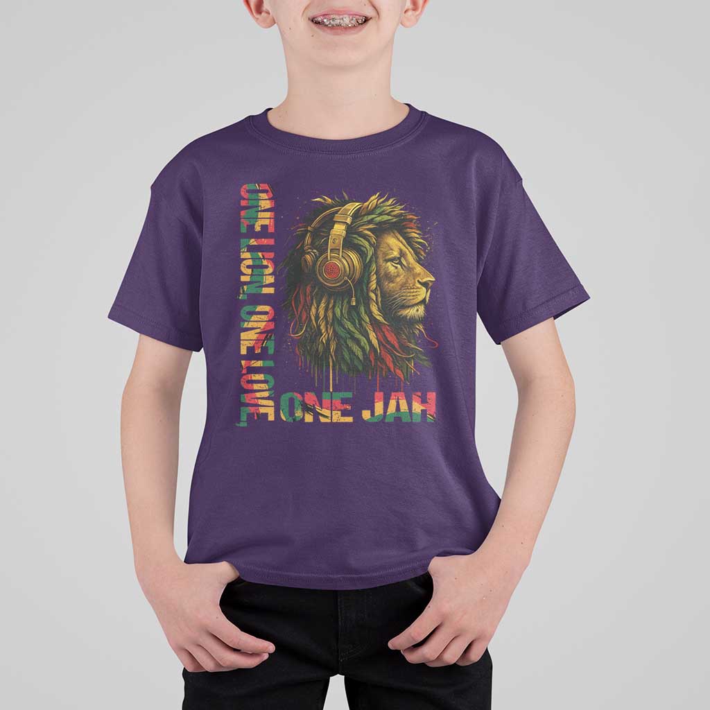One Love Rasta Lion T Shirt For Kid Rastafari Reggae Jamaica Roots Lion of Judah Dreadlocks - Wonder Print Shop
