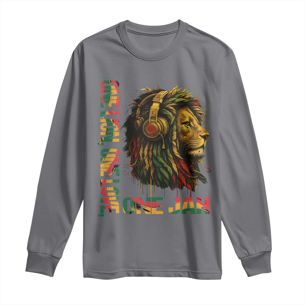 One Love Rasta Lion Long Sleeve Shirt Rastafari Reggae Jamaica Roots Lion of Judah Dreadlocks - Wonder Print Shop