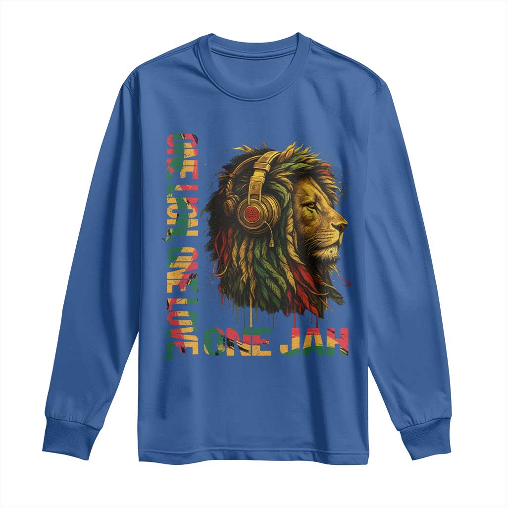 One Love Rasta Lion Long Sleeve Shirt Rastafari Reggae Jamaica Roots Lion of Judah Dreadlocks - Wonder Print Shop