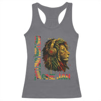 One Love Rasta Lion Racerback Tank Top Rastafari Reggae Jamaica Roots Lion of Judah Dreadlocks - Wonder Print Shop