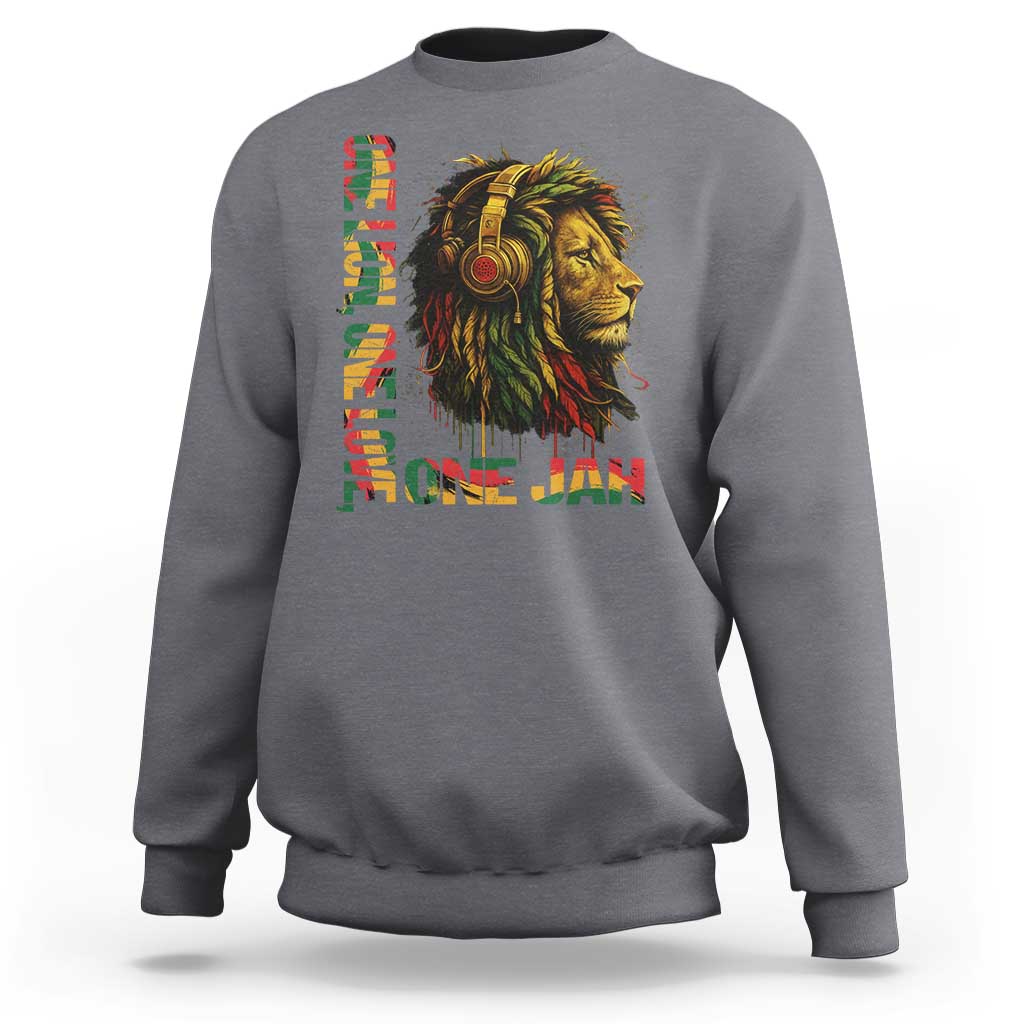 One Love Rasta Lion Sweatshirt Rastafari Reggae Jamaica Roots Lion of Judah Dreadlocks - Wonder Print Shop