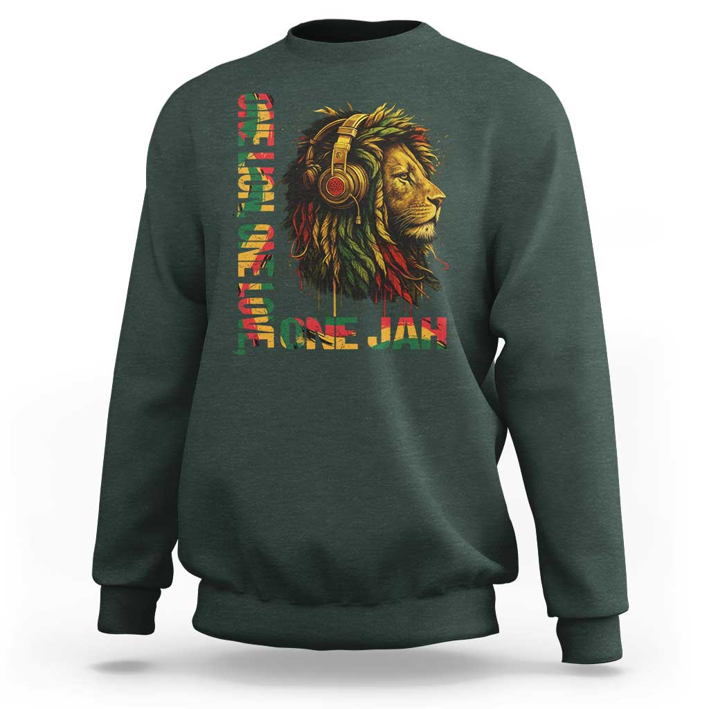 One Love Rasta Lion Sweatshirt Rastafari Reggae Jamaica Roots Lion of Judah Dreadlocks - Wonder Print Shop