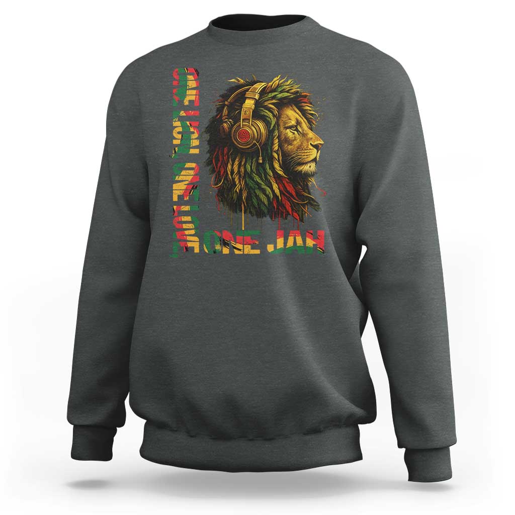 One Love Rasta Lion Sweatshirt Rastafari Reggae Jamaica Roots Lion of Judah Dreadlocks - Wonder Print Shop