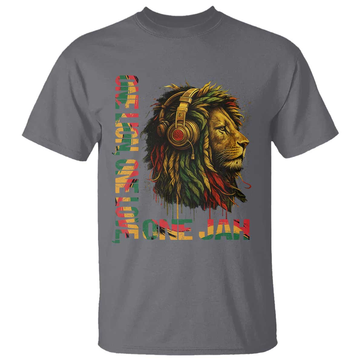 One Love Rasta Lion T Shirt Rastafari Reggae Jamaica Roots Lion of Judah Dreadlocks - Wonder Print Shop