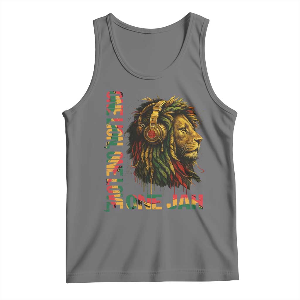 One Love Rasta Lion Tank Top Rastafari Reggae Jamaica Roots Lion of Judah Dreadlocks - Wonder Print Shop