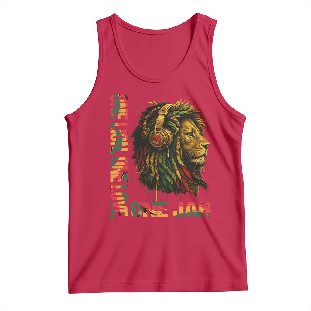 One Love Rasta Lion Tank Top Rastafari Reggae Jamaica Roots Lion of Judah Dreadlocks - Wonder Print Shop