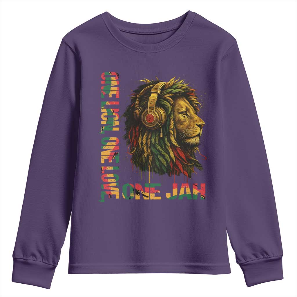 One Love Rasta Lion Youth Sweatshirt Rastafari Reggae Jamaica Roots Lion of Judah Dreadlocks - Wonder Print Shop