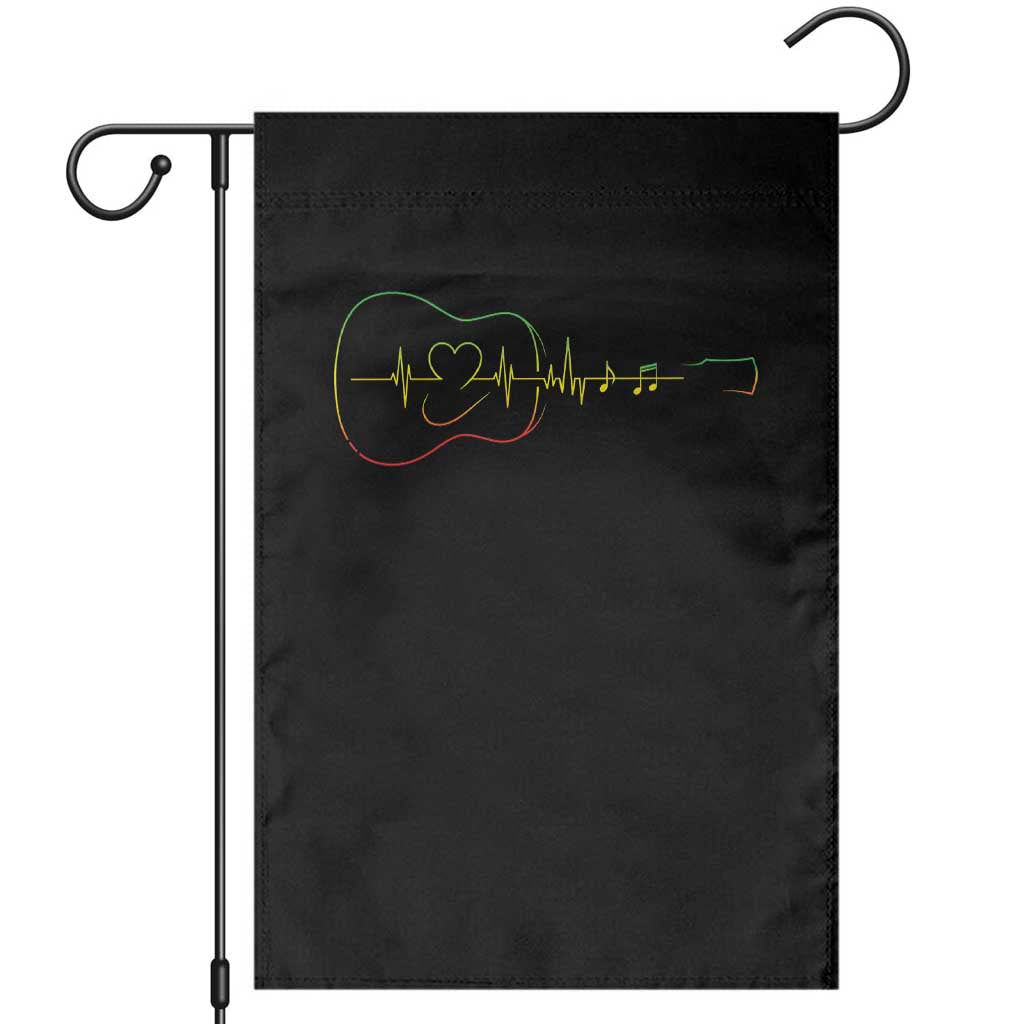 Guitar Rastafari Heartbeat Garden Flag Jamaica ECG Pulse Rasta Reggae Music Vibes - Wonder Print Shop