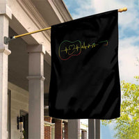 Guitar Rastafari Heartbeat Garden Flag Jamaica ECG Pulse Rasta Reggae Music Vibes - Wonder Print Shop