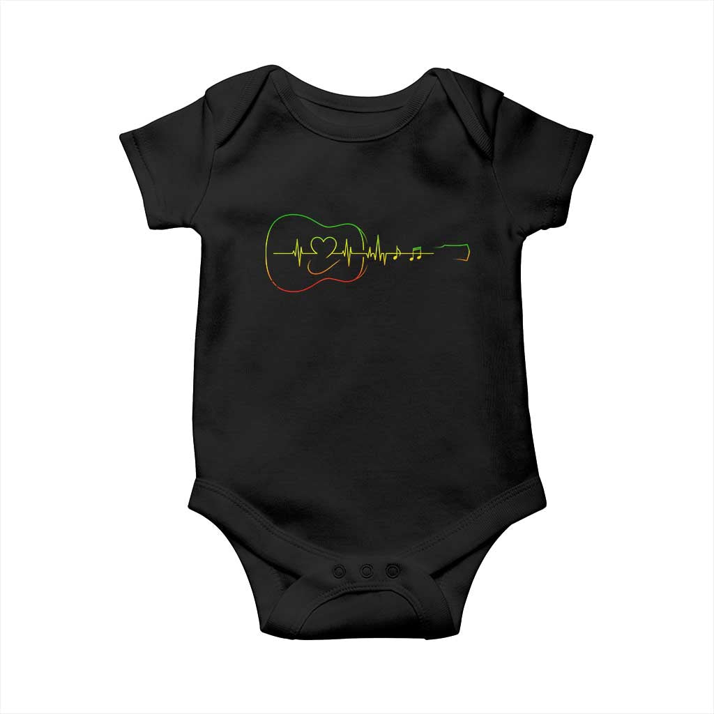 Guitar Rastafari Heartbeat Baby Onesie Jamaica ECG Pulse Rasta Reggae Music Vibes - Wonder Print Shop