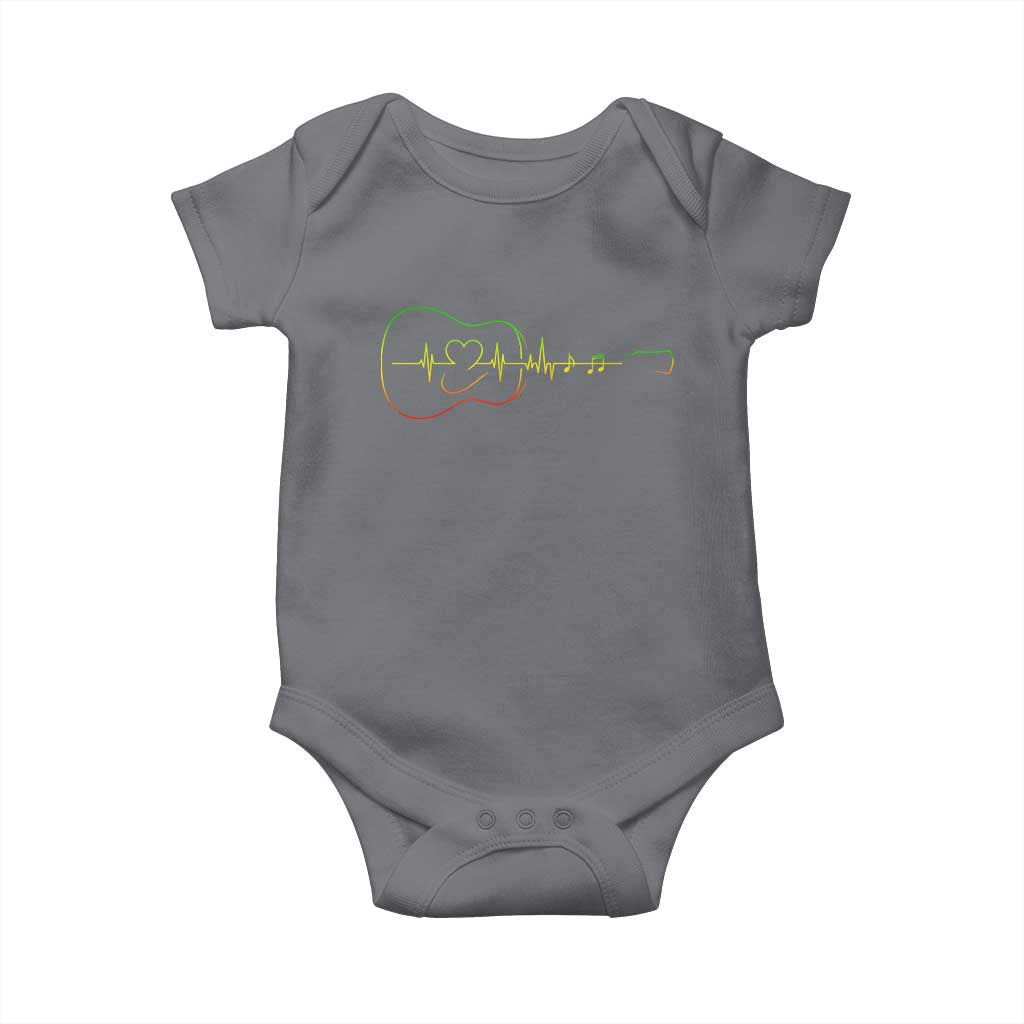 Guitar Rastafari Heartbeat Baby Onesie Jamaica ECG Pulse Rasta Reggae Music Vibes - Wonder Print Shop