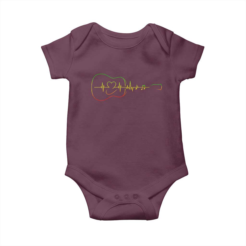 Guitar Rastafari Heartbeat Baby Onesie Jamaica ECG Pulse Rasta Reggae Music Vibes - Wonder Print Shop