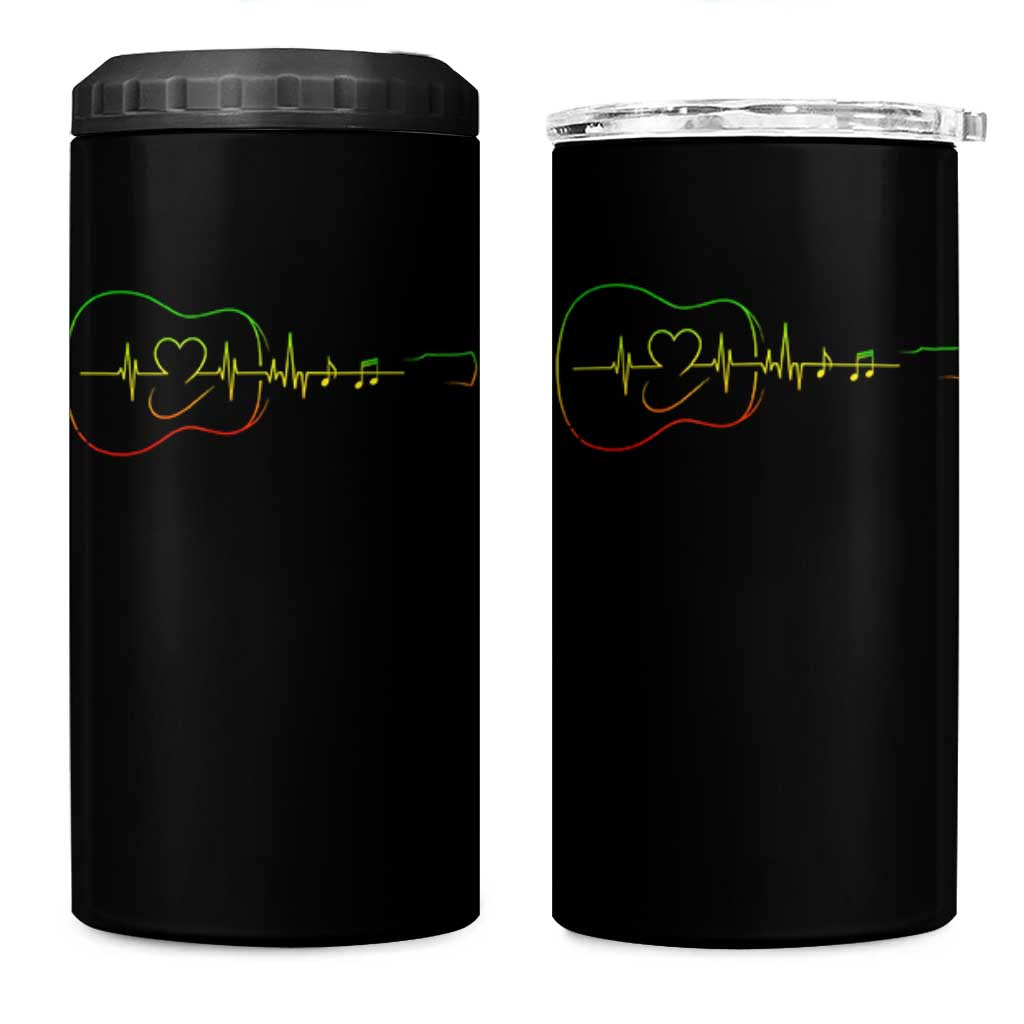 Guitar Rastafari Heartbeat 4 in 1 Can Cooler Tumbler Jamaica ECG Pulse Rasta Reggae Music Vibes - Wonder Print Shop
