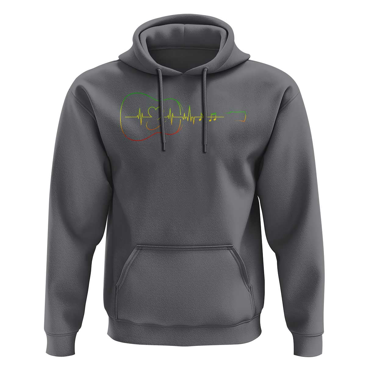 Guitar Rastafari Heartbeat Hoodie Jamaica ECG Pulse Rasta Reggae Music Vibes - Wonder Print Shop
