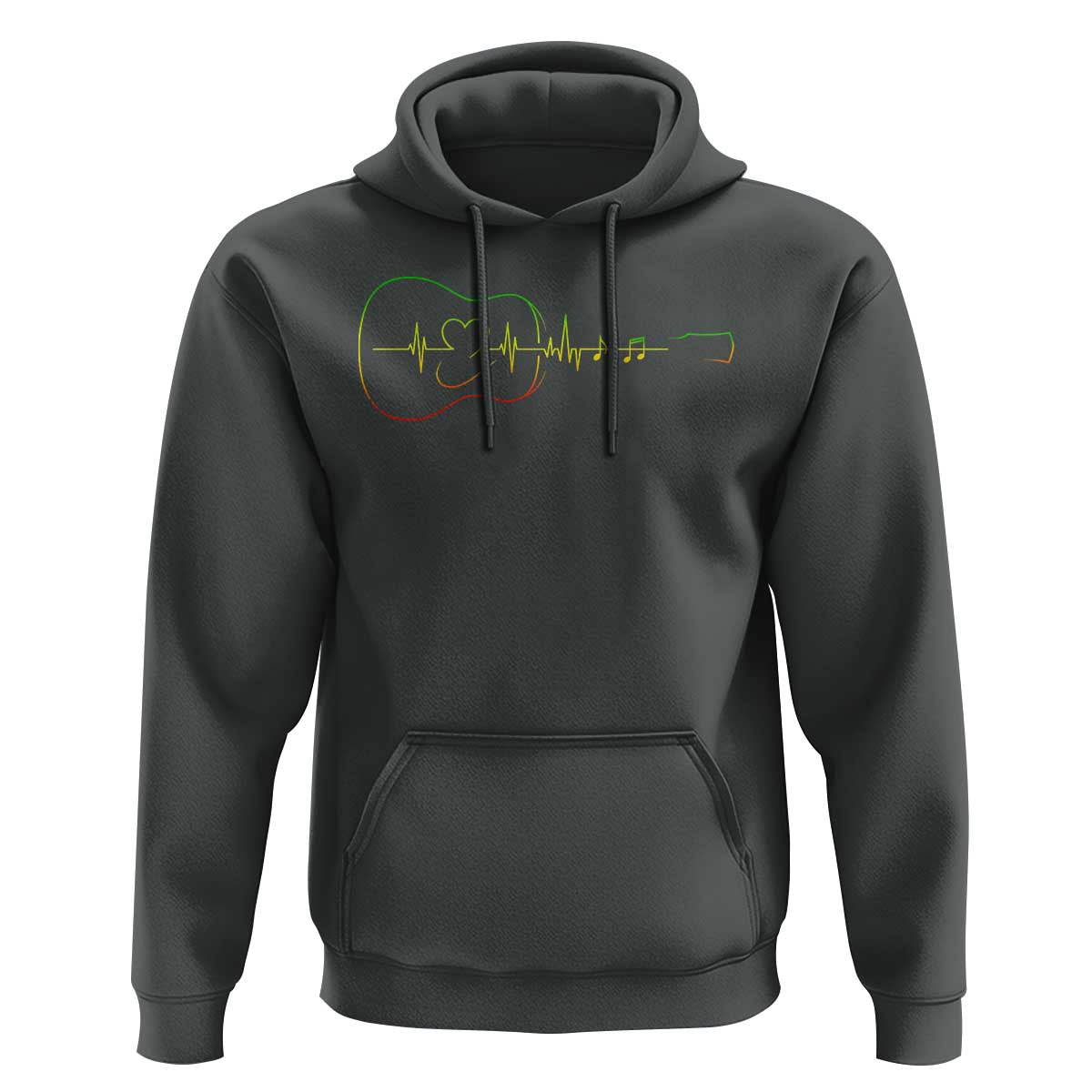 Guitar Rastafari Heartbeat Hoodie Jamaica ECG Pulse Rasta Reggae Music Vibes - Wonder Print Shop