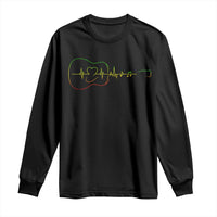 Guitar Rastafari Heartbeat Long Sleeve Shirt Jamaica ECG Pulse Rasta Reggae Music Vibes - Wonder Print Shop