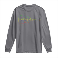 Guitar Rastafari Heartbeat Long Sleeve Shirt Jamaica ECG Pulse Rasta Reggae Music Vibes - Wonder Print Shop