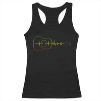 Guitar Rastafari Heartbeat Racerback Tank Top Jamaica ECG Pulse Rasta Reggae Music Vibes - Wonder Print Shop