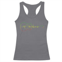 Guitar Rastafari Heartbeat Racerback Tank Top Jamaica ECG Pulse Rasta Reggae Music Vibes - Wonder Print Shop