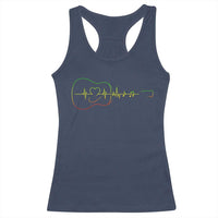 Guitar Rastafari Heartbeat Racerback Tank Top Jamaica ECG Pulse Rasta Reggae Music Vibes - Wonder Print Shop