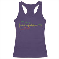 Guitar Rastafari Heartbeat Racerback Tank Top Jamaica ECG Pulse Rasta Reggae Music Vibes - Wonder Print Shop