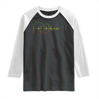 Guitar Rastafari Heartbeat Raglan Shirt Jamaica ECG Pulse Rasta Reggae Music Vibes - Wonder Print Shop