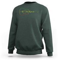 Guitar Rastafari Heartbeat Sweatshirt Jamaica ECG Pulse Rasta Reggae Music Vibes - Wonder Print Shop