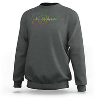 Guitar Rastafari Heartbeat Sweatshirt Jamaica ECG Pulse Rasta Reggae Music Vibes - Wonder Print Shop