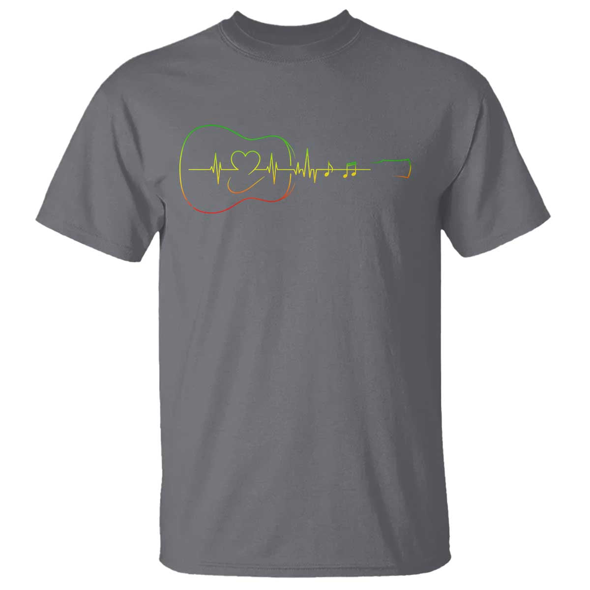 Guitar Rastafari Heartbeat T Shirt Jamaica ECG Pulse Rasta Reggae Music Vibes - Wonder Print Shop