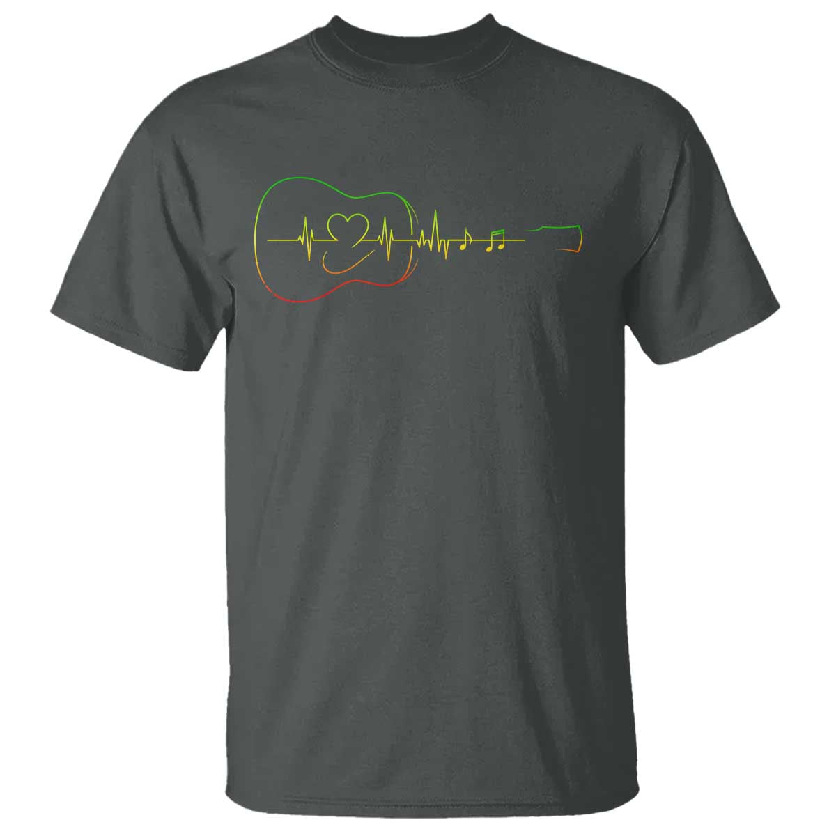 Guitar Rastafari Heartbeat T Shirt Jamaica ECG Pulse Rasta Reggae Music Vibes - Wonder Print Shop