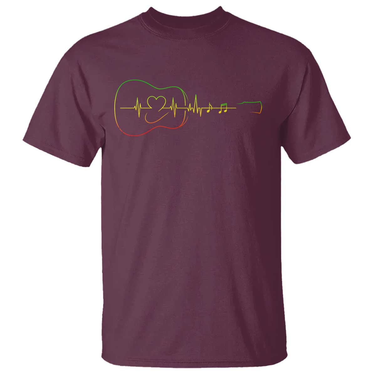 Guitar Rastafari Heartbeat T Shirt Jamaica ECG Pulse Rasta Reggae Music Vibes - Wonder Print Shop