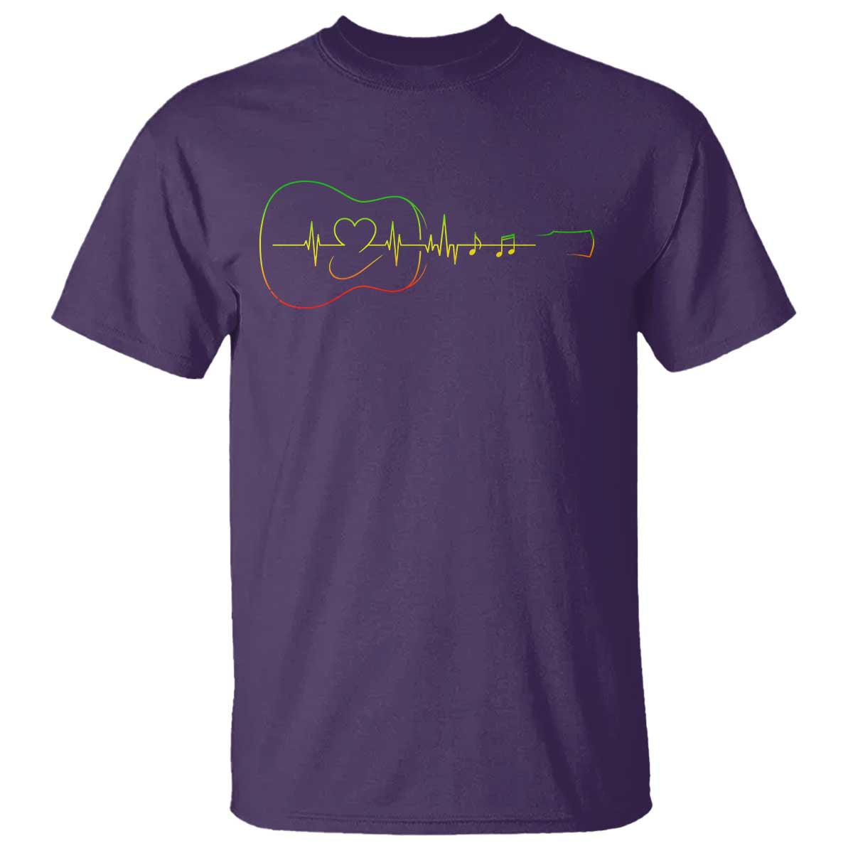 Guitar Rastafari Heartbeat T Shirt Jamaica ECG Pulse Rasta Reggae Music Vibes - Wonder Print Shop